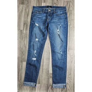 Flying Monkey Womens Size 25 Distressed Whiskered Fringe Denim Blue Jeans